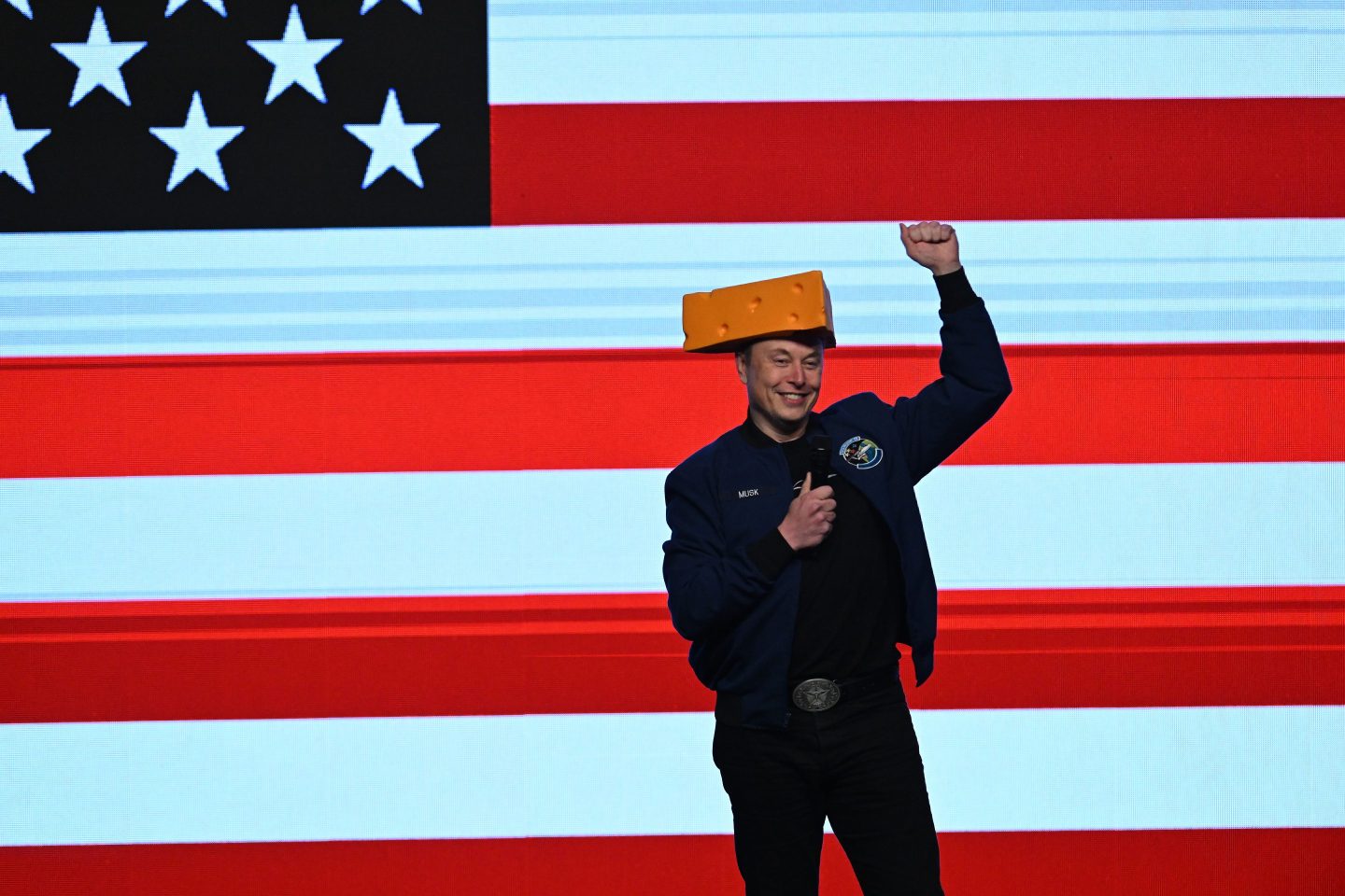 Elon Musk speaking to SpaceX employees during an all-hands meeting