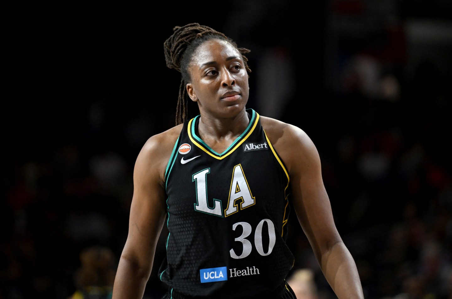 Nneka Ogwumike in a Los Angeles Sparks uniform during a game