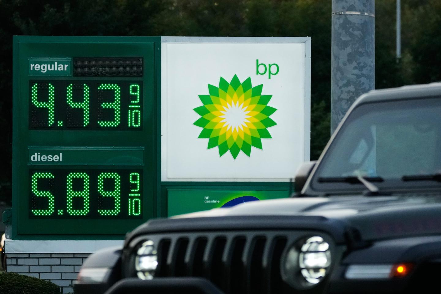 Tankstelle mit Anzeige des Rekord-Dieselpreises in den Vereinigten Staaten