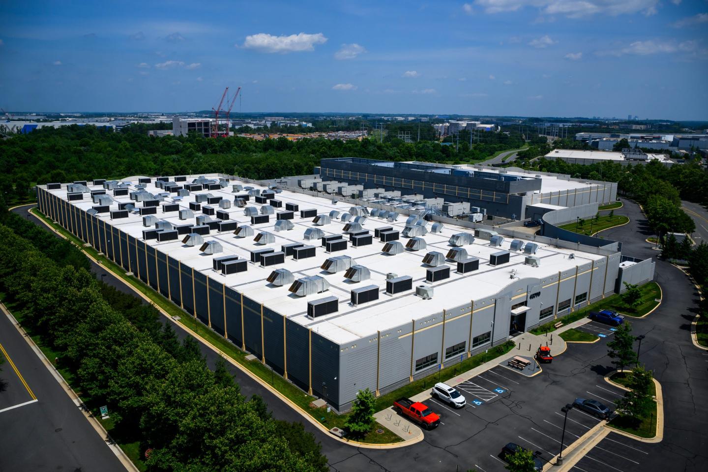 US data centre facility with solar panels