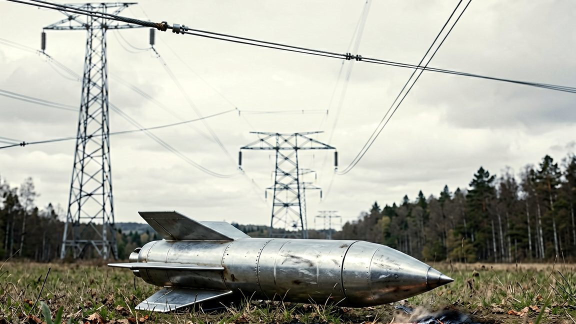 A close-up view of high-voltage transmission towers in Brandenburg, Germany, under a clear sky
