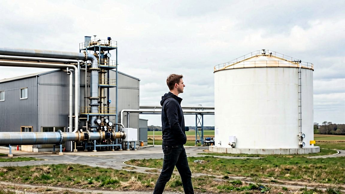 Underground gas storage tanks with a German flag overlay, symbolising the push to boost storage levels before winter.